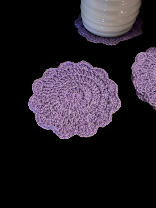 Handmade Crochet Purple Coasters set