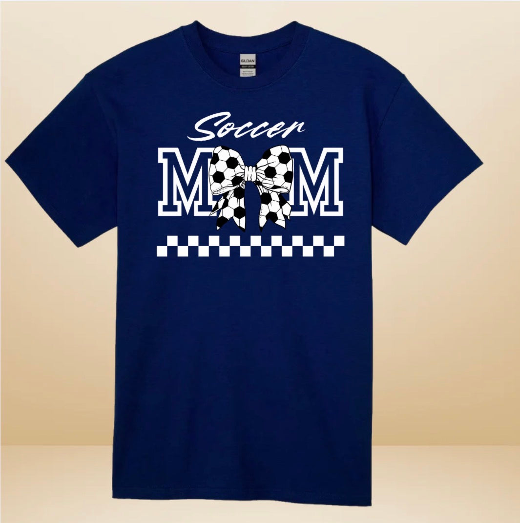 Soccer Mom Graphic T-Shirt with Soccer Bow