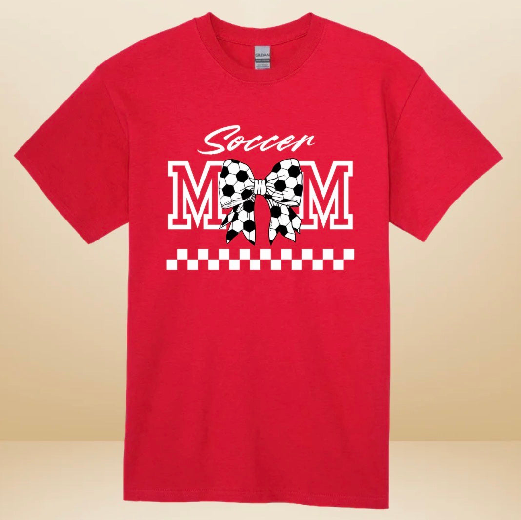 Soccer Mom Graphic T-Shirt with Soccer Bow