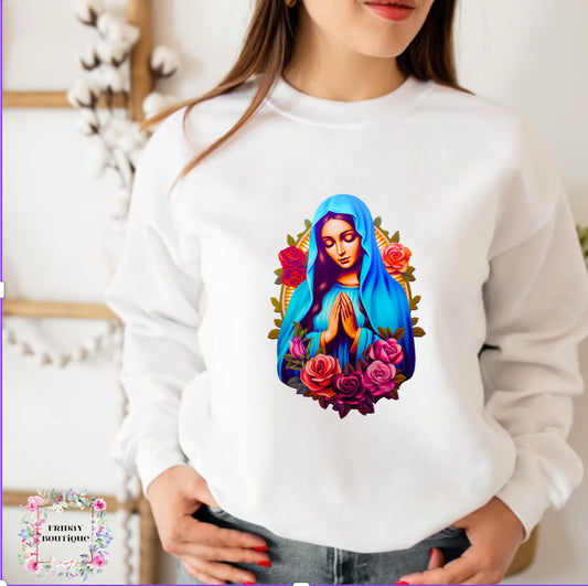 virgencita Pray white crewneck