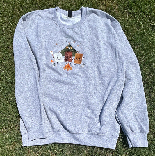 S’mores picnic bonfire embroidery crewneck