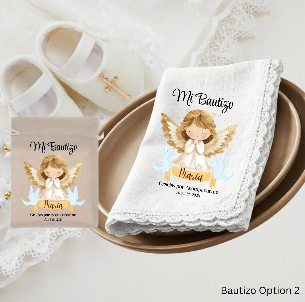 Cervilletas y Bolcitas Personalizadas para Bautizo y Primera Comunion