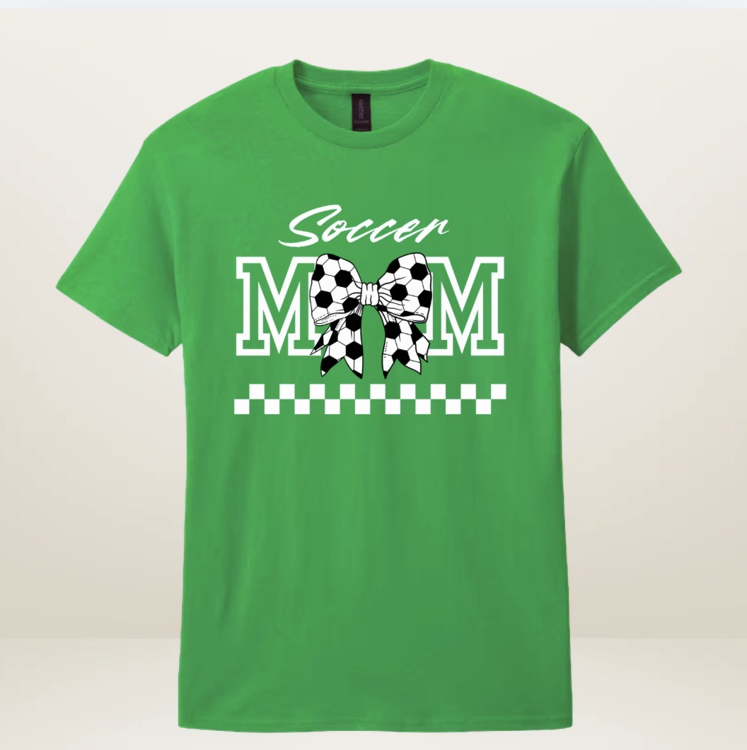 Soccer Mom Graphic T-Shirt with Soccer Bow