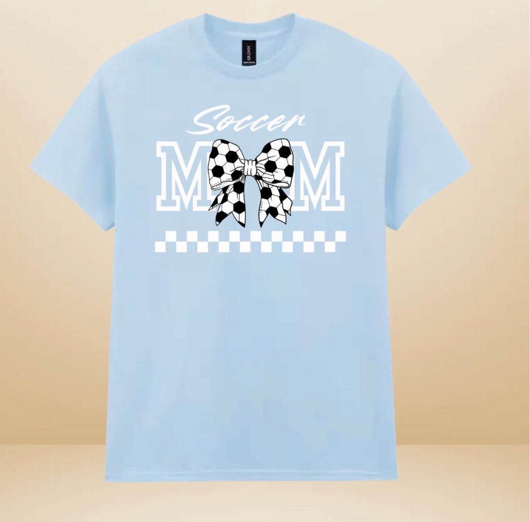 Soccer Mom Graphic T-Shirt with Soccer Bow