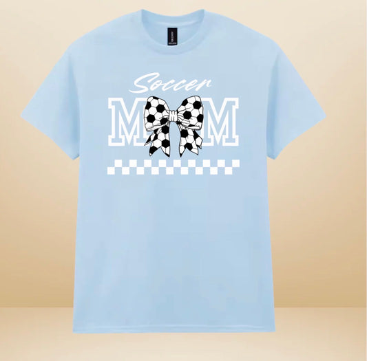 Soccer Mom Graphic T-Shirt with Soccer Bow