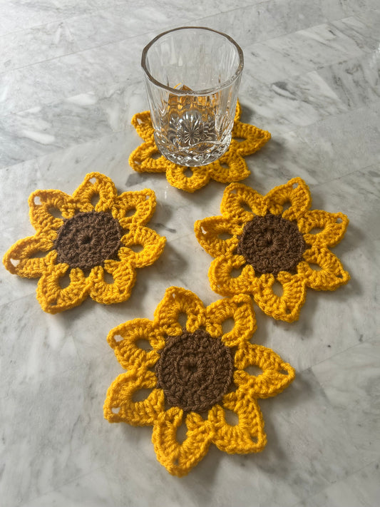 Handmade Sunflower CrochetCoasters