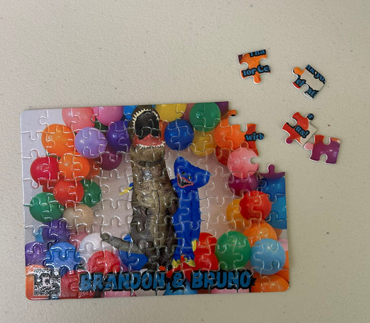 Personalized ornaments, puzzles and backpack tags.