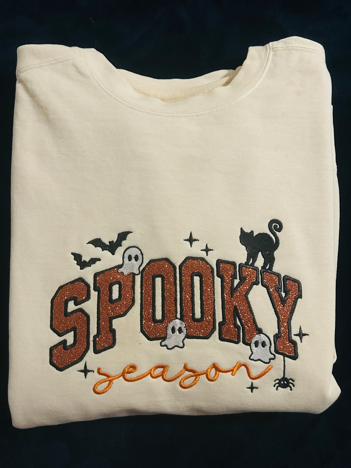 Spooky season embroidery design, crewneck