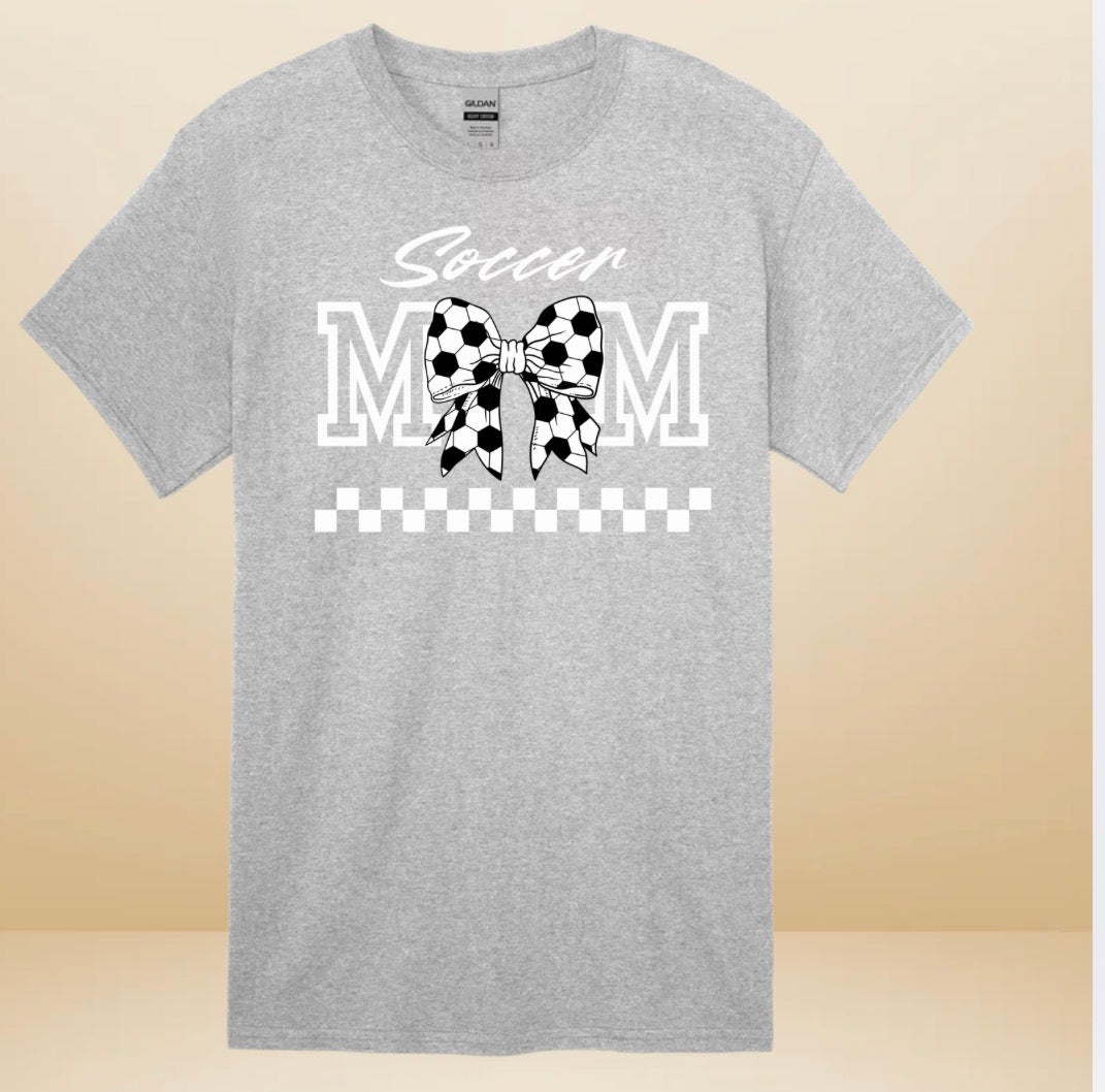 Soccer Mom Graphic T-Shirt with Soccer Bow