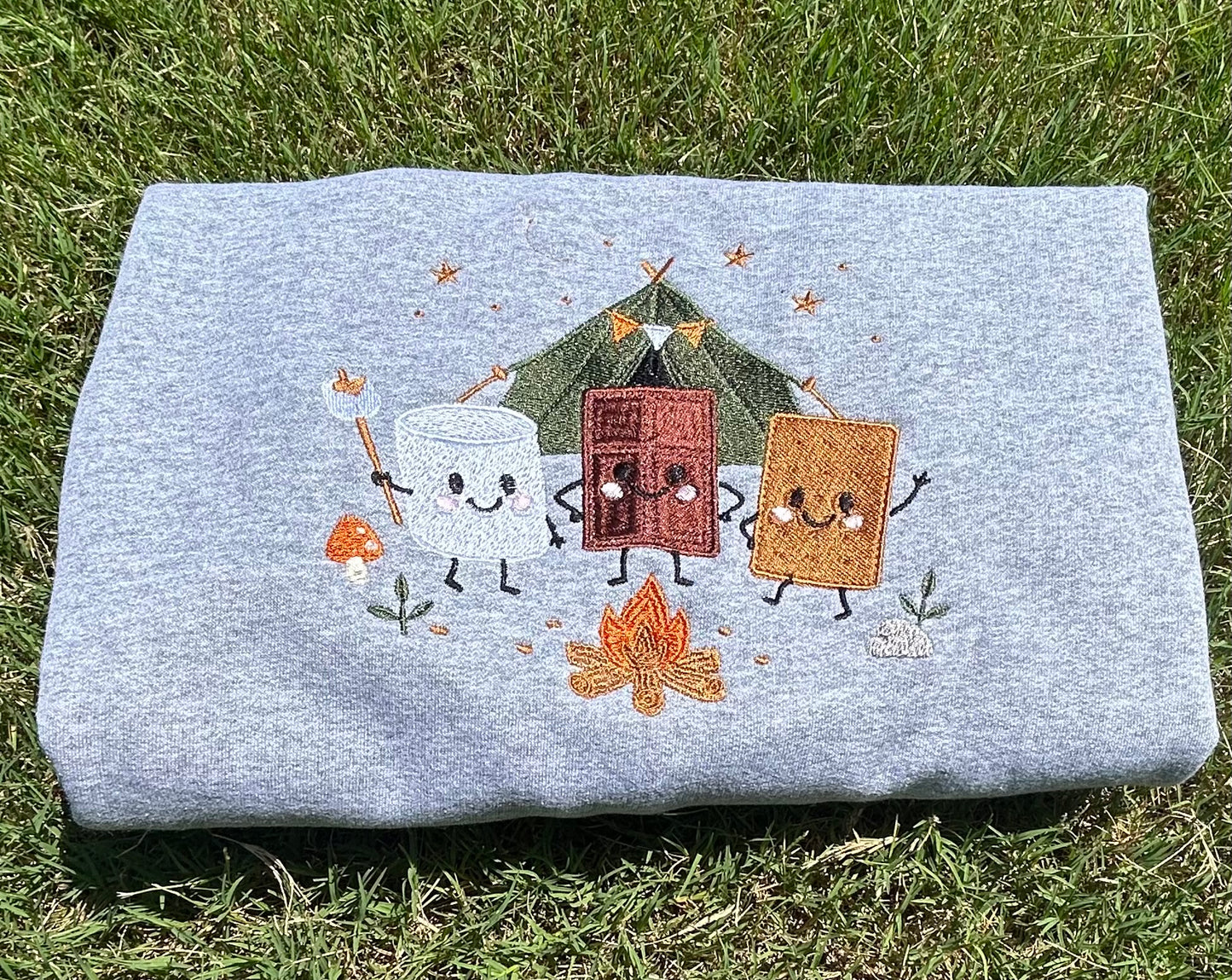 S’mores picnic bonfire embroidery crewneck