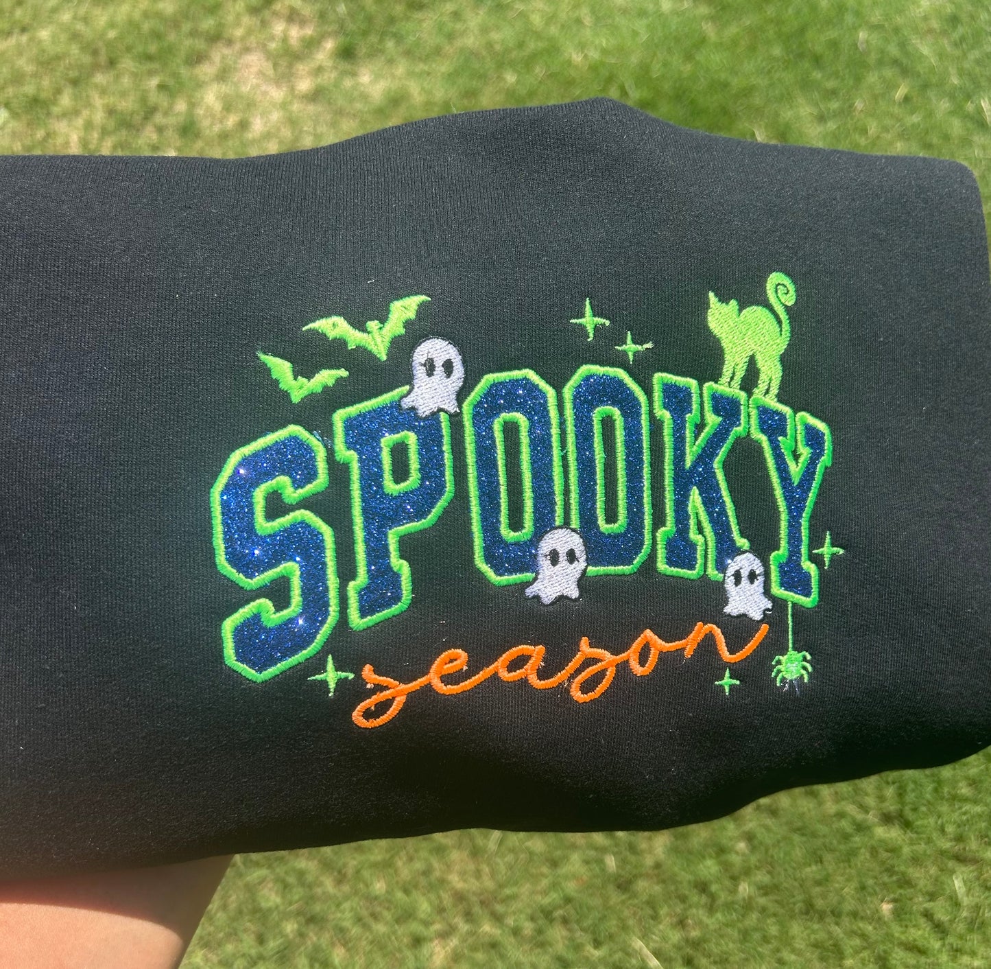 Spooky season embroidery design, crewneck