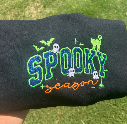 Spooky season embroidery design, crewneck