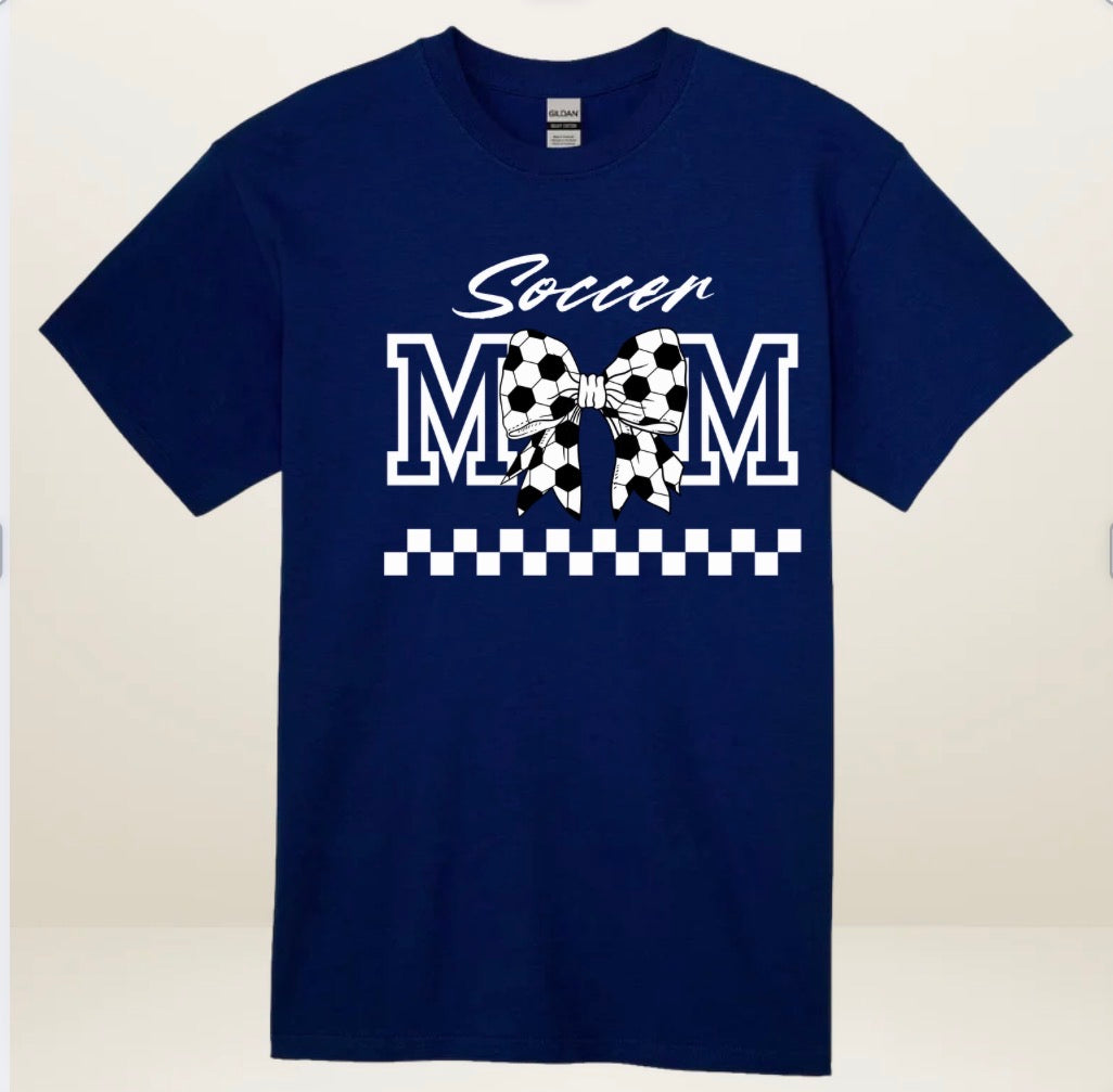 Soccer Mom Graphic T-Shirt with Soccer Bow