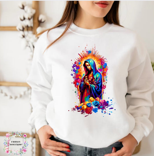 Blessed virgen white crewneck
