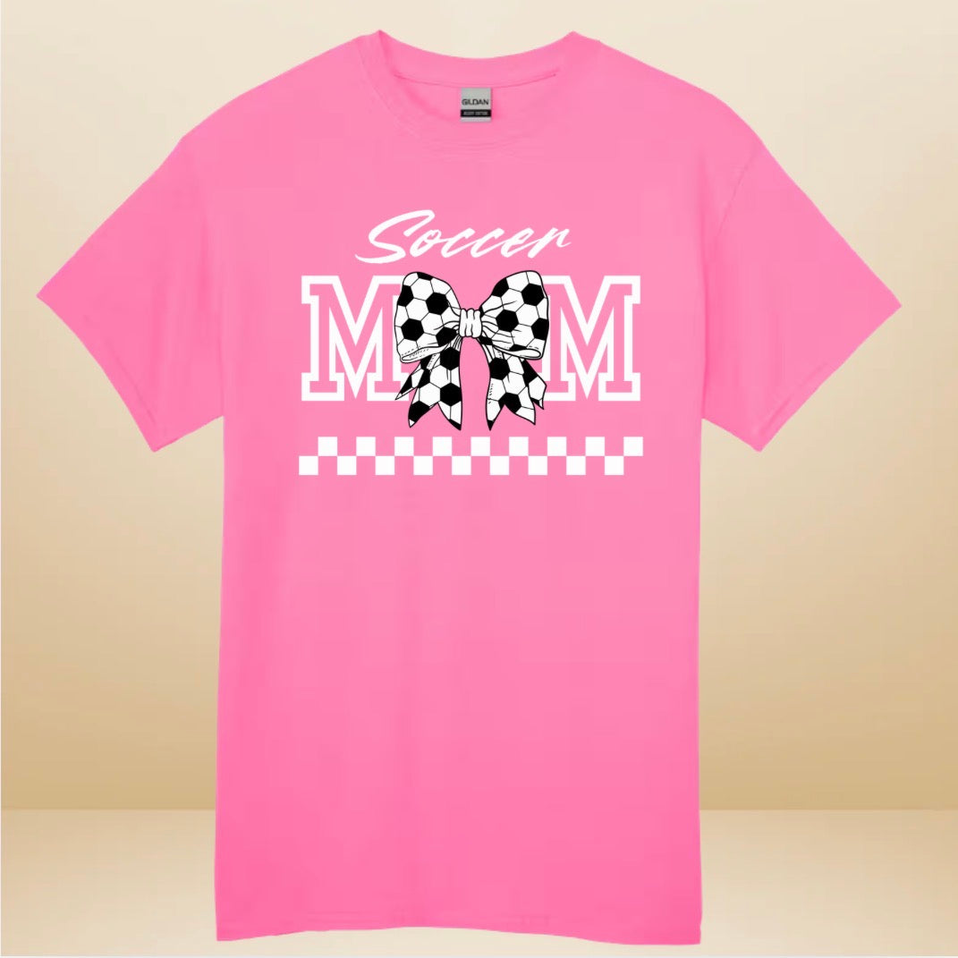 Soccer Mom Graphic T-Shirt with Soccer Bow