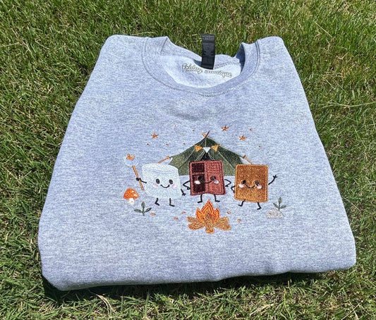 S’mores picnic bonfire embroidery crewneck