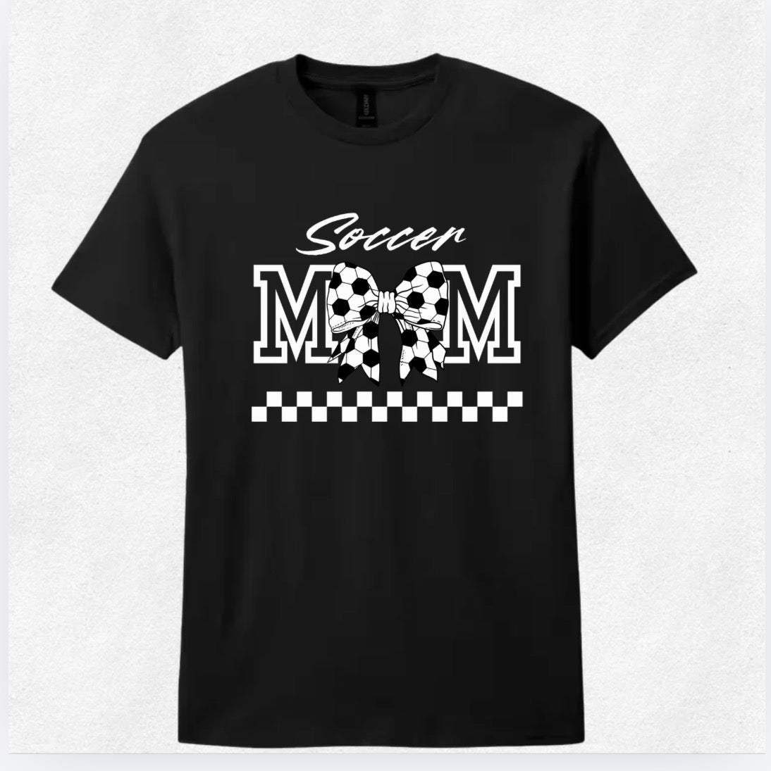 Soccer Mom Graphic T-Shirt with Soccer Bow