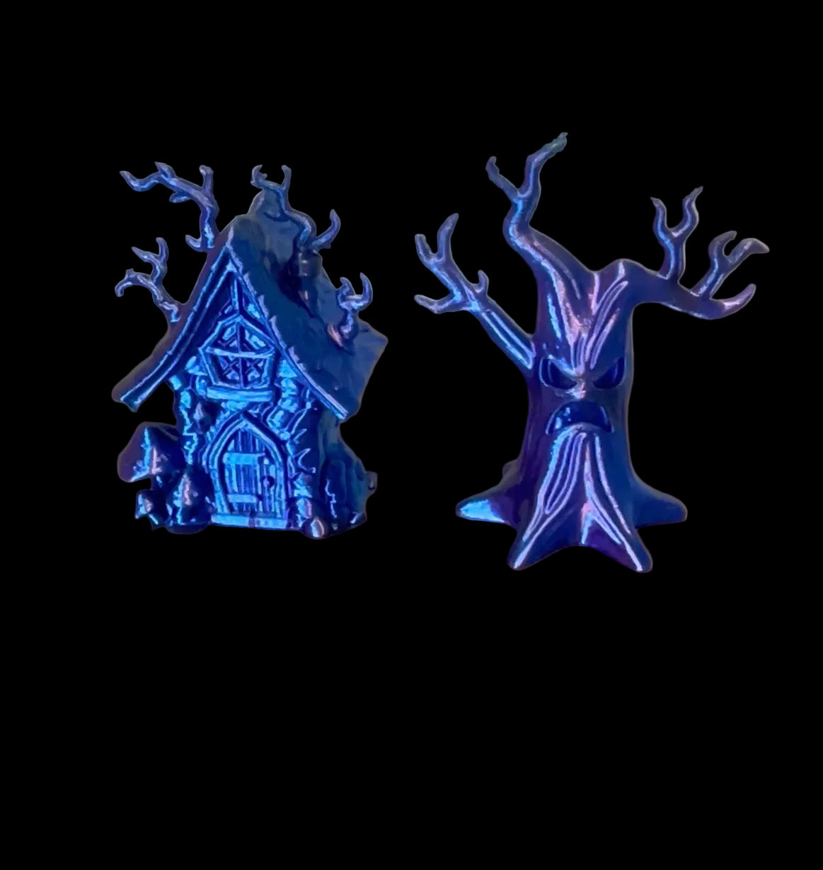 3D printed hunted house and tree set