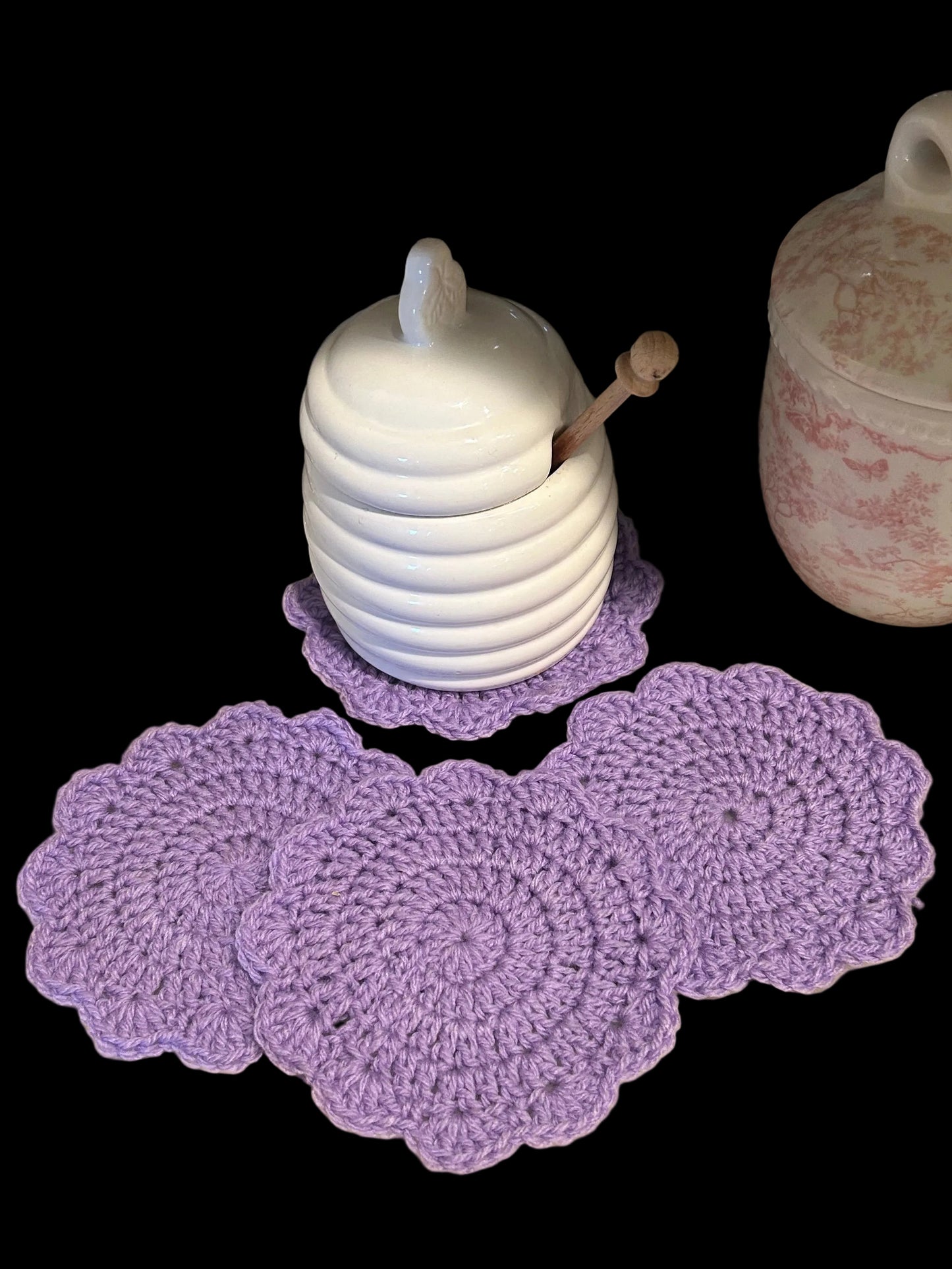 Handmade Crochet Purple Coasters set