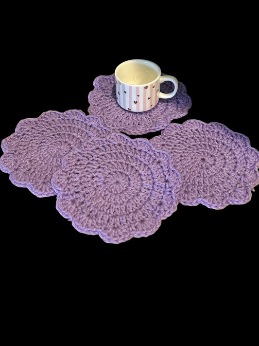 Handmade Crochet Purple Coasters set